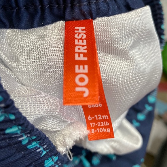 Joe Fresh NWOT 6-12 Month Navy Blue Fish Bone Swimming Trunks - Picture 6 of 6